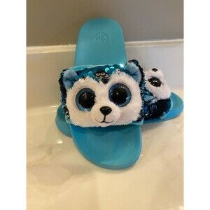 Blue Sequin Slush the dog  Beanie Baby’s  Boo's Collection Slides Shoe Size 1-3